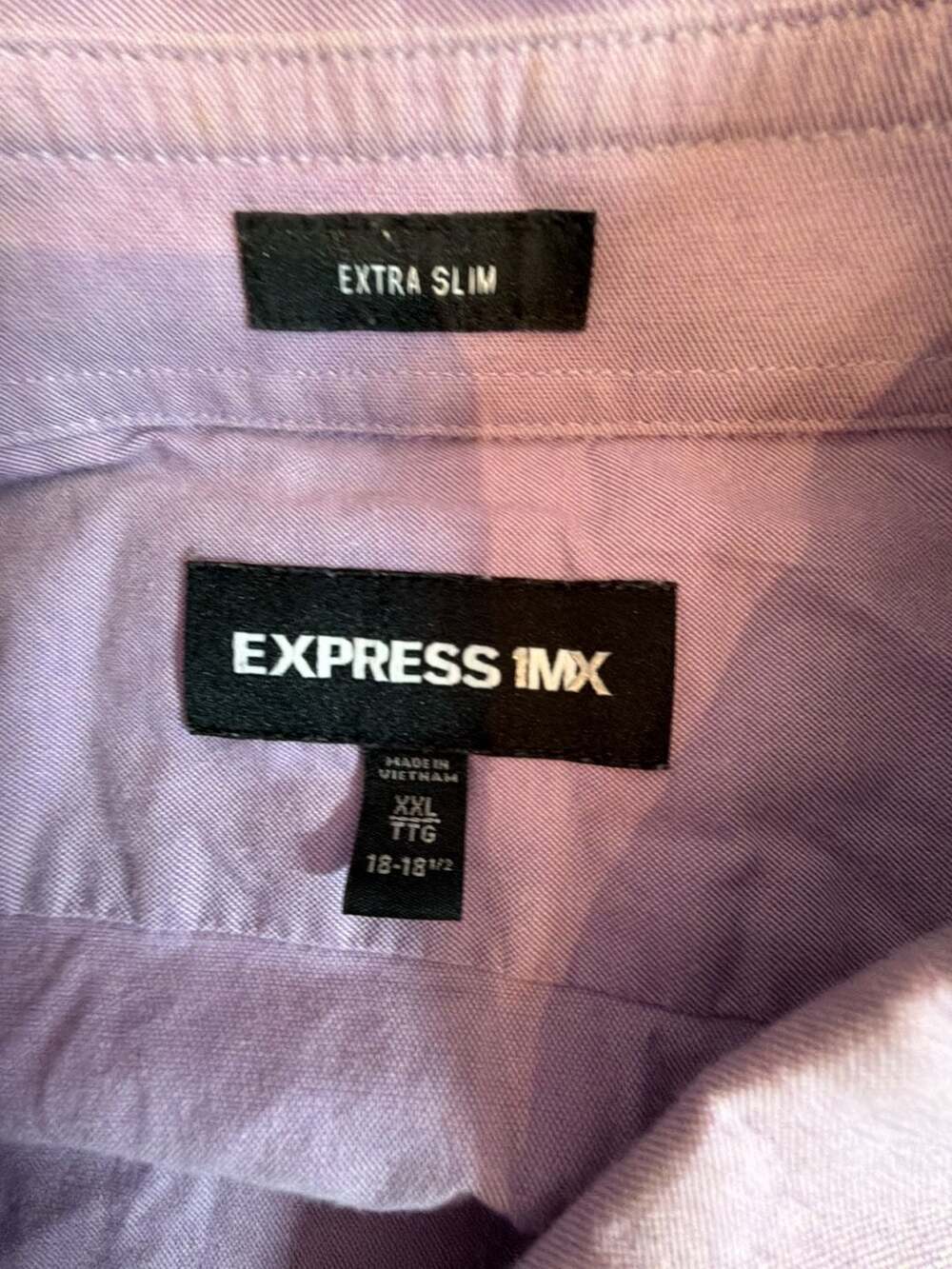 Express 1MX Extra Slim Fit Button-Down Long Sleeve Lavender, Size XXL 18-18 1/2 - Picture 2 of 4
